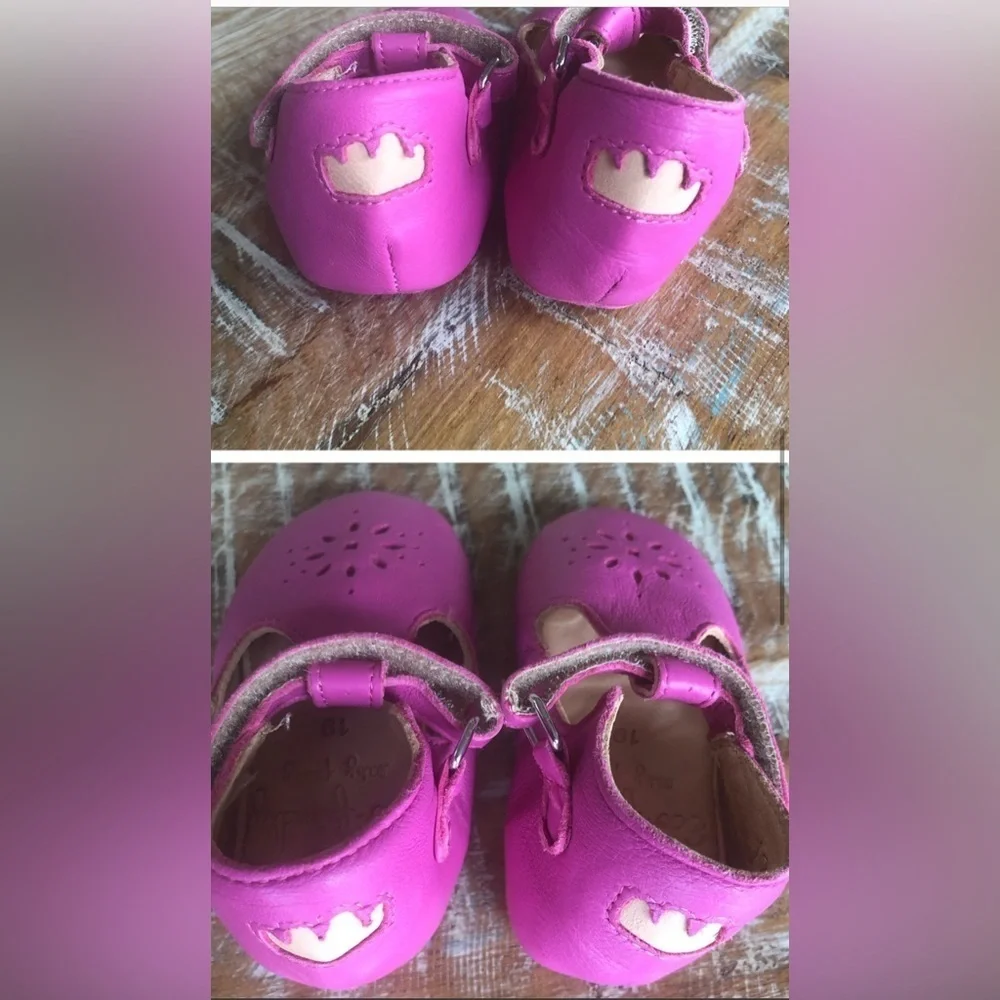 Easy Peasy Lillyp Velcro leather Mary Jane soft soled shoes in “fushia” size 19 - Picture 5 of 7